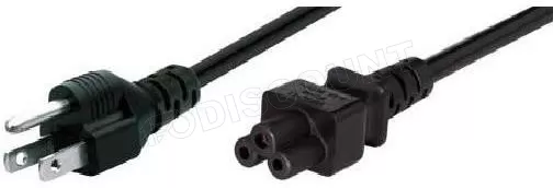 Cable d'alimentation Tripolaire MCL Samar vers prise US (C5) 21,8m (Noir)