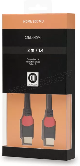 Cable HDMI 1.4 D2 Diffusion 3m M/M (Noir/Rouge)