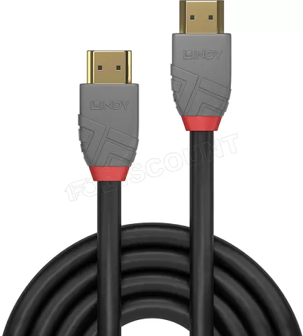 Photo de Câble HDMI 2.1 Lindy Anthra Line 1m M/M (Gris/Rouge)