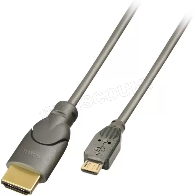 Cable HDMI Lindy vers Micro-USB MHL 50cm M/M (Gris)