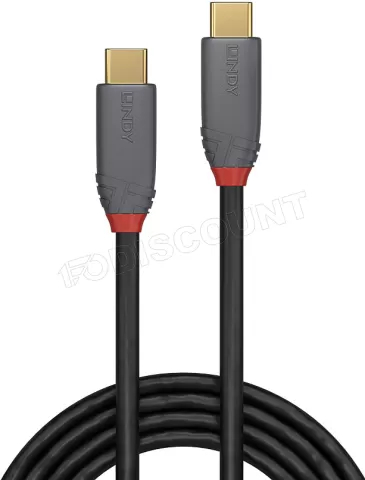 Photo de Cable Lindy Anthra Line USB-C 3.2 - 1m M/M 20Gbit/s (Gris/Rouge)