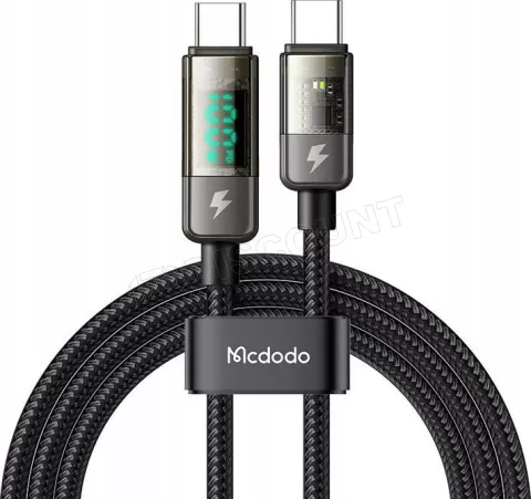 Photo de Câble Mcdodo Digital Display USB-C avec écran 1,2m M/M 100W (Transparent/Noir)