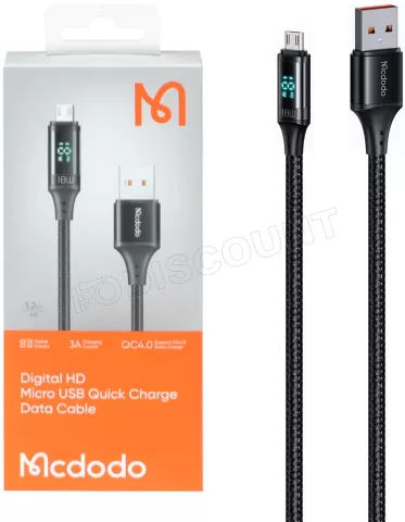 Photo de Câble Mcdodo Digital HD USB-C vers Micro USB avec écran 1,2m M/M 18W (Noir)