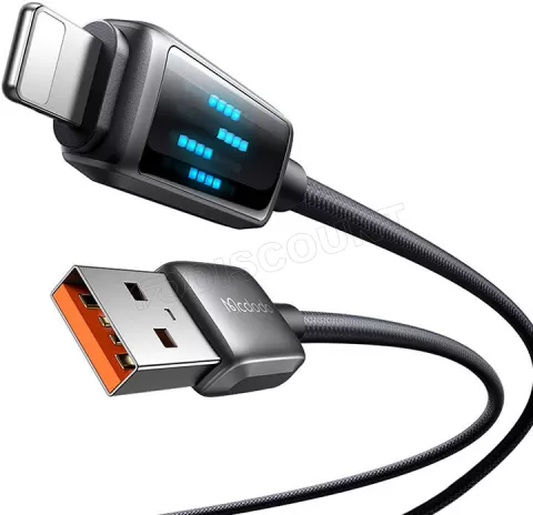 Photo de Câble Mcdodo USB-A vers Lightning avec écran 1,2m M/M 36W (Noir)