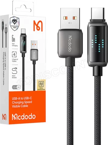 Photo de Câble Mcdodo USB-A/C 1,2m M/M avec écran (Noir)