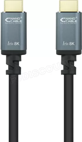 Photo de Câble Nanocable Iris 8K HDMI 2.1 M/M 1m (Noir/Gris)