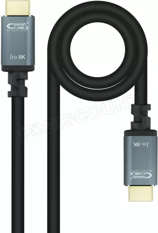 Photo de Câble Nanocable Iris 8K HDMI 2.1 M/M 3m (Noir/Gris)