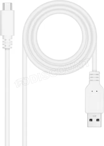 Photo de Câble Nanocable USB-A/C 2.0 M/M 3m (Blanc)