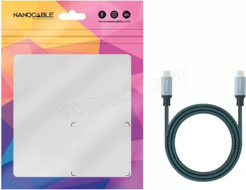 Photo de Câble Nanocable USB-C 3.2 M/M 3m 100W (Gris)