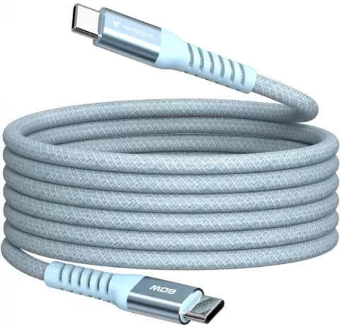 Photo de Câble Verbatim USB-C magnétique 1,2m M/M 60W (Bleu)