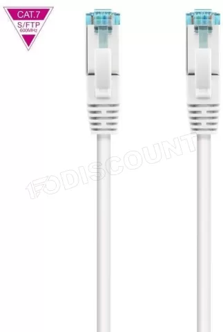 Photo de Câble/Cordon réseau RJ45 Nanocable Catégorie 7 S-FTP (S/FTP) Droit 1m (Blanc)