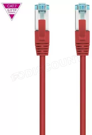 Câble/Cordon réseau RJ45 Nanocable Catégorie 7 S-FTP (S/FTP) Droit 1m (Rouge)