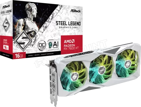 Photo de Carte Graphique AMD ASRock Radeon RX 7600 XT Steel Legend OC 16Go