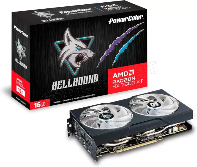 Carte Graphique AMD PowerColor Radeon RX 7600 XT Hellhound 16Go