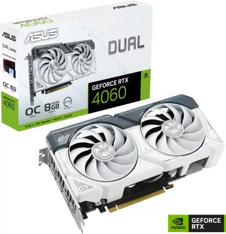 Photo de Carte Graphique Nvidia Asus GeForce RTX 4060 Dual OC White 8Go