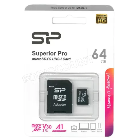 Photo de Carte mémoire Micro SD Silicon Power Superior Pro - 64Go avec adaptateur