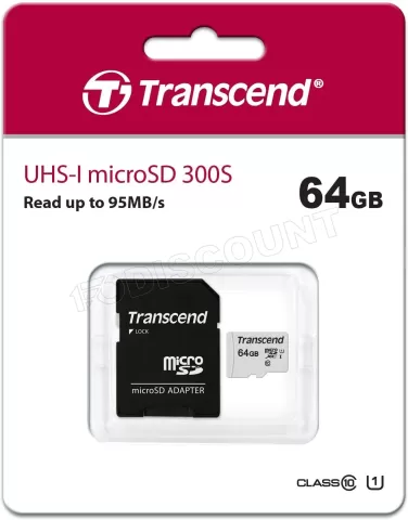 Photo de Carte mémoire Micro SD Transcend USD300S - 64Go avec adaptateur SD