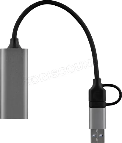 Photo de Carte Réseau USB 3.0 Type A/C T'nB vers RJ45 Gigabit (Gris)