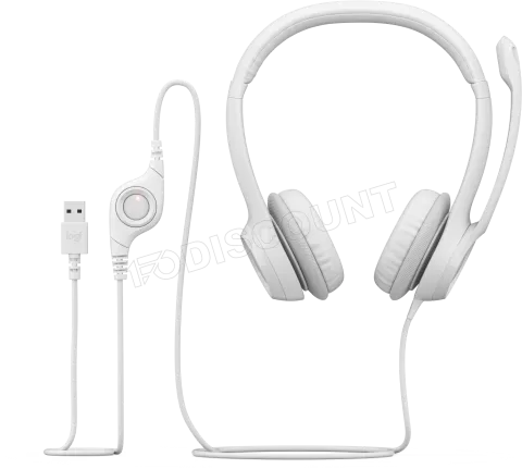 Photo de Casque filaire Logitech H390 (Blanc)