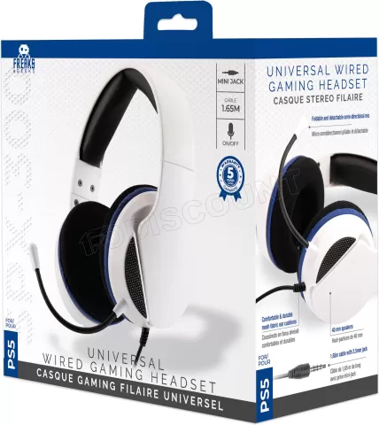 Photo de Casque Gamer filaire Freaks and Geeks SPX-300 pour PS5 (Blanc/Noir)