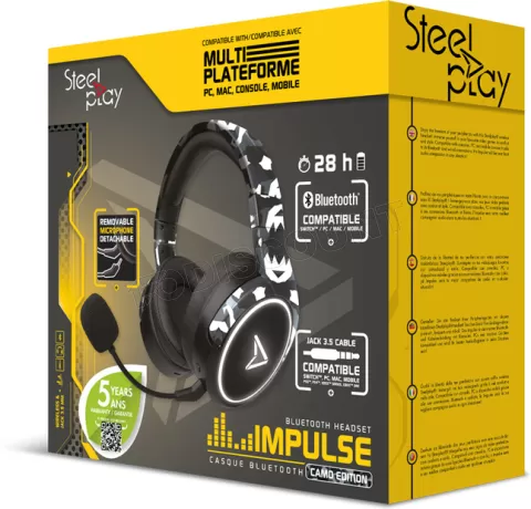 Photo de Casque Gamer sans fil Bluetooth Steelplay Impulse Camo (Noir)