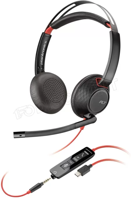 Casque Micro Plantronics Poly Blackwire C5220 (Noir/Rouge)