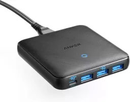 Photo de Chargeur secteur Anker PowerPort Atom III Slim 3x USB-A + 1x USB-C 65W (Noir)