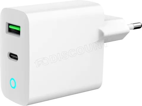 Photo de Chargeur secteur Gembird - 1x USB-C + 1x USB-A 18W (Blanc)