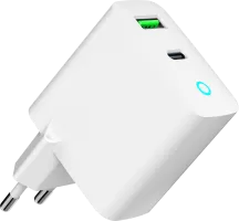 Photo de Chargeur secteur Gembird - 1x USB-C + 1x USB-A 18W (Blanc)