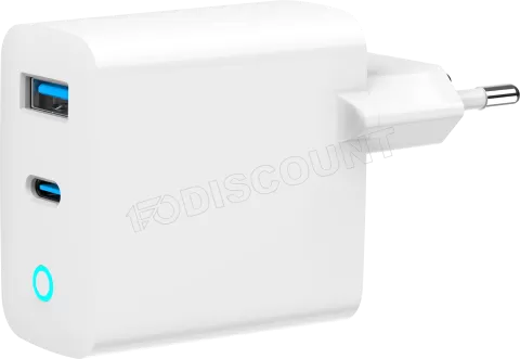 Photo de Chargeur secteur Gembird - 1x USB-C + 1x USB-A 30W (Blanc)