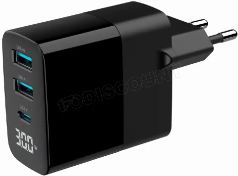 Photo de Chargeur secteur Gembird - 1x USB-C + 2x USB-A 30W (Noir)