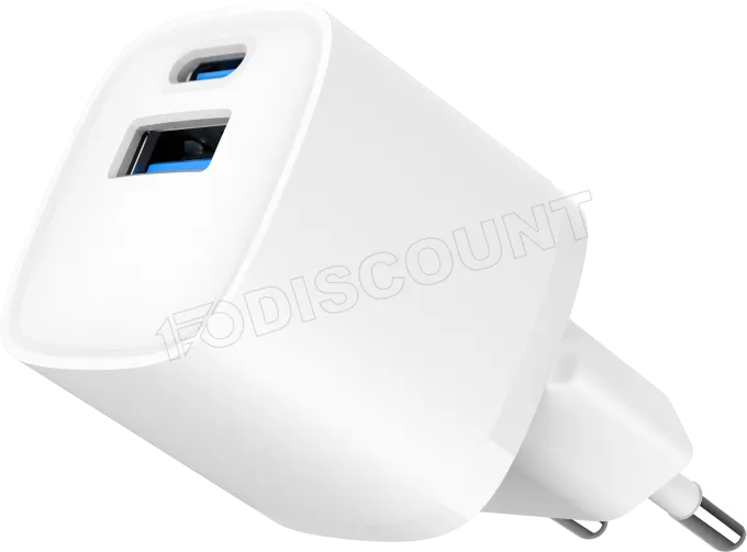 Chargeur secteur Gembird Mini - 1x USB-C + 1x USB-A 20W (Blanc)