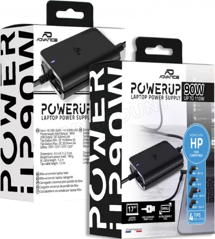 Photo de Chargeur universel Advance PowerUp compatible HP 90W - 4 embouts