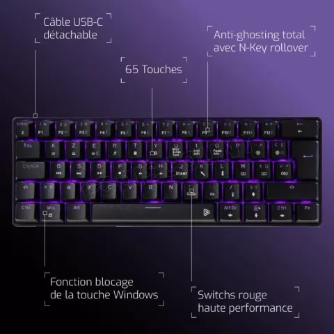 Photo de Clavier Gamer mécanique Onlan CA-100 TKL RGB (Noir)