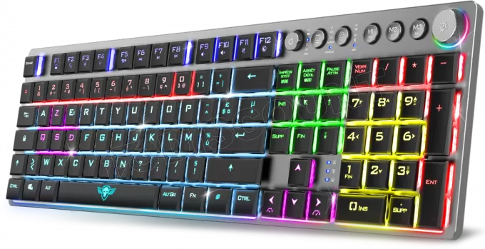 Clavier Gamer sans fil Bluetooth mécanique (Red Low Profile) Spirit of Gamer Xpert K1500 RGB (Argent)