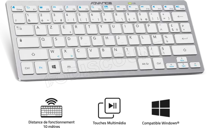 Clavier sans fil Bluetooth Advance SmartKeys (Gris)