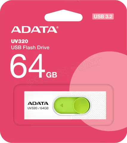 Photo de Clé USB 3.2 Adata UV320 - 64Go (Blanc/Vert)