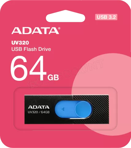 Photo de Clé USB 3.2 Adata UV320 - 64Go (Noir/Bleu)