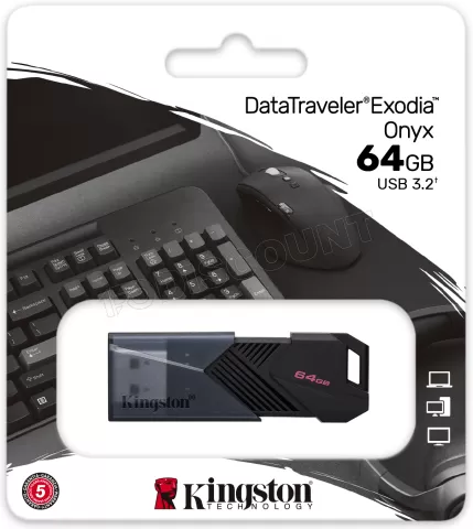 Photo de Clé USB 3.2 Kingston DataTraveler Exodia Onyx - 64Go (Noir)