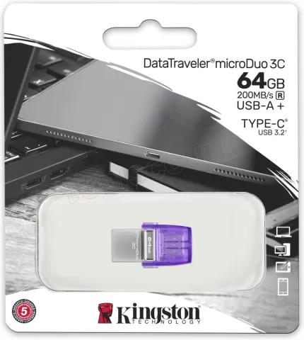 Photo de Clé USB-C 3.2 Kingston DataTraveler MicroDuo 3C - 64Go