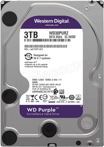 Disque dur interne Western Digital Purple Surveillance Hard Drive 2 To