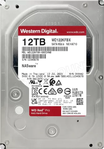 Photo de Disque Dur 3,5" Western Digital Red Pro NAS 12To 512Mo - S-ATA