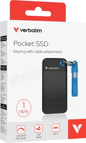 Photo de Disque SSD externe Verbatim Pocket - 1To (Noir/Bleu)