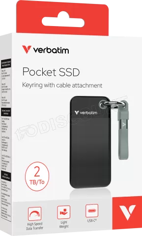 Photo de Disque SSD externe Verbatim Pocket - 2To (Noir/Gris)