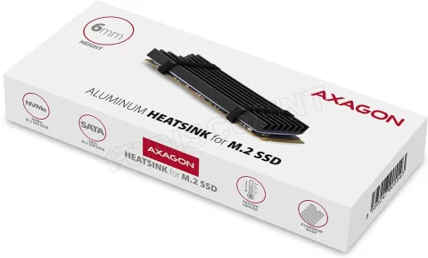 Photo de Dissipateur thermique pour SSD M.2 2280 Axagon CLR-M2L6 (Noir)