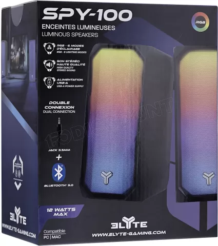 Photo de Enceintes Bluetooth T'nB Elyte Spy-100 RGB (Noir)