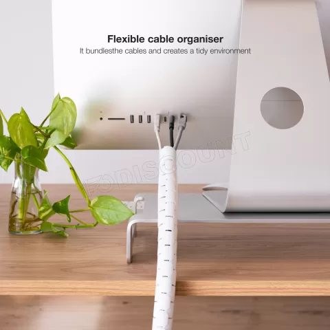 Photo de Gaîne Organisateur de câbles Nanocable 1m x 25mm avec outil de pose (Blanc)