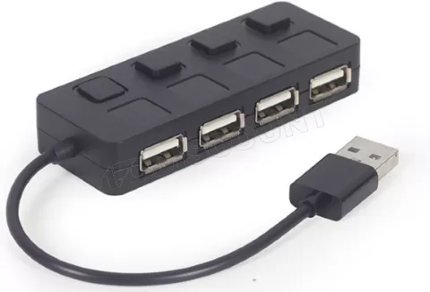 Photo de Hub USB 2.0 Gembird - 4 ports avec interrupteurs (Noir)