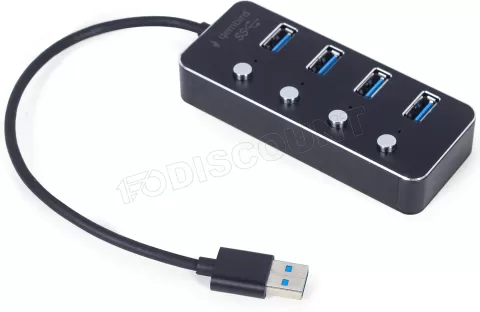 Photo de Hub USB 3.1 Gembird - 4 ports avec interrupteurs (Noir)