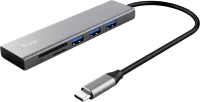 Photo de Hub USB-C 3.2 Trust Halyx - 3 ports USB-A + lecteur de cartes (Argent)